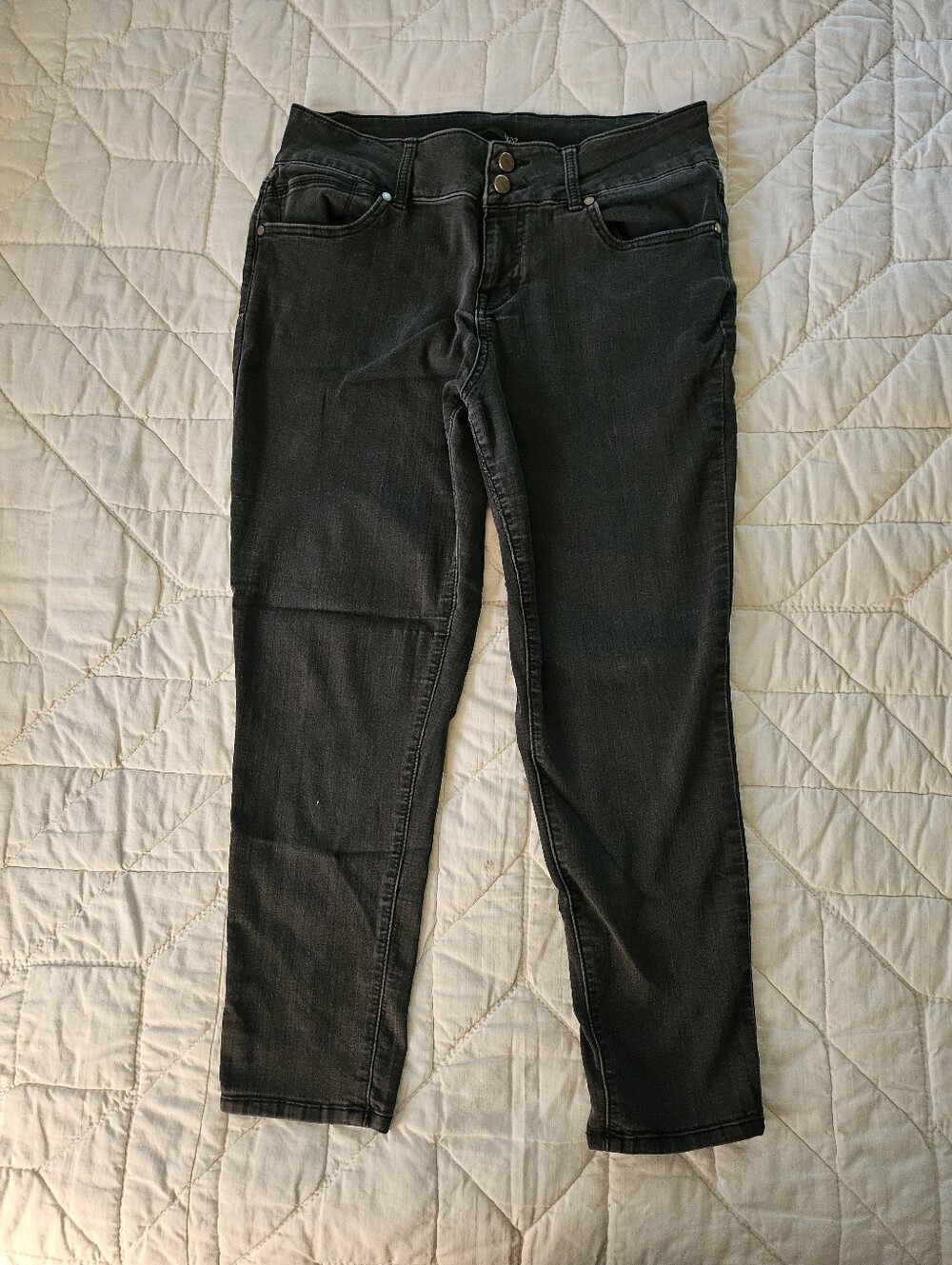 1822 'Butter' Denim - Charcoal Black Two Buttoned Jeans- Size 14